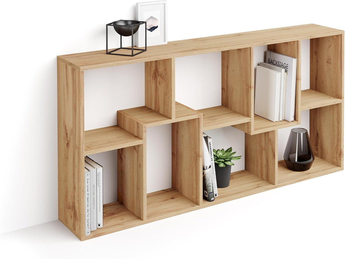 Bücherregal XS Iacopo niedriges, (160, 8 × 80 cm), rustikale Eiche, Made In Italy, MOBILI FIVER