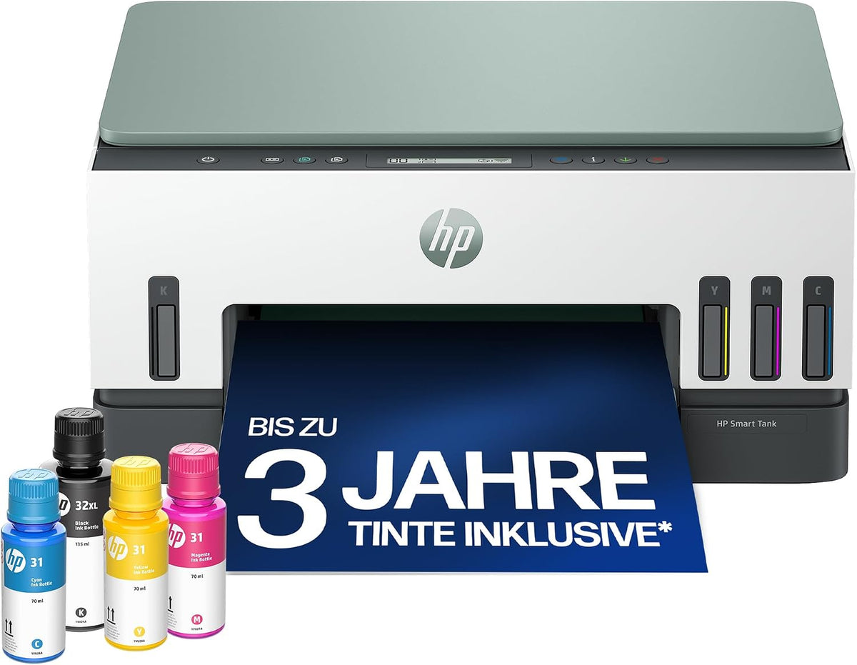 HP Tintenstrahl, Smart Tank 7007 3-in-1 Multifunktionsdrucker (WLAN; Duplex-Druck), 3 Jahre Tinte inklusive, 3 Jahre Garantie, großer Tintentank