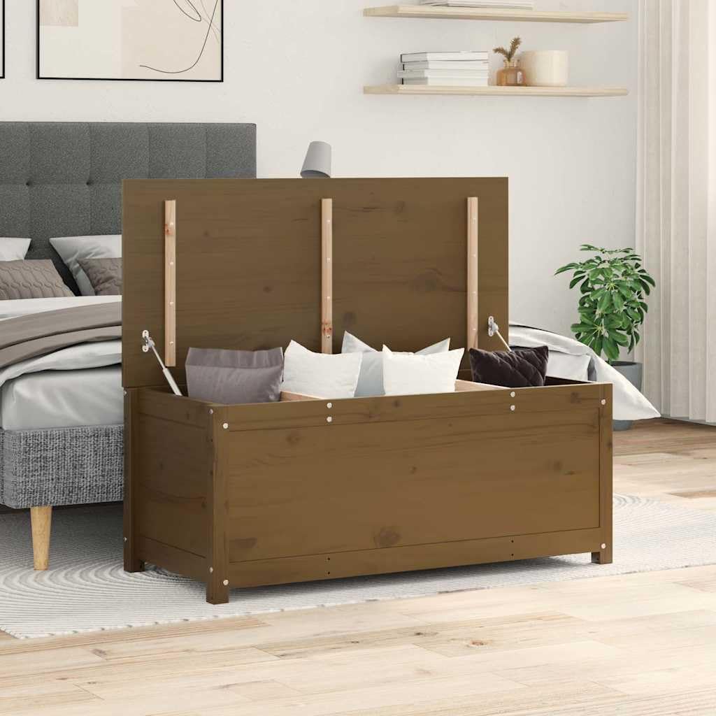 Schrank, Aufbewahrungstruhe Honigbraun 110x50x45, 5 cm Massivholz Kiefer, WNVBXRM