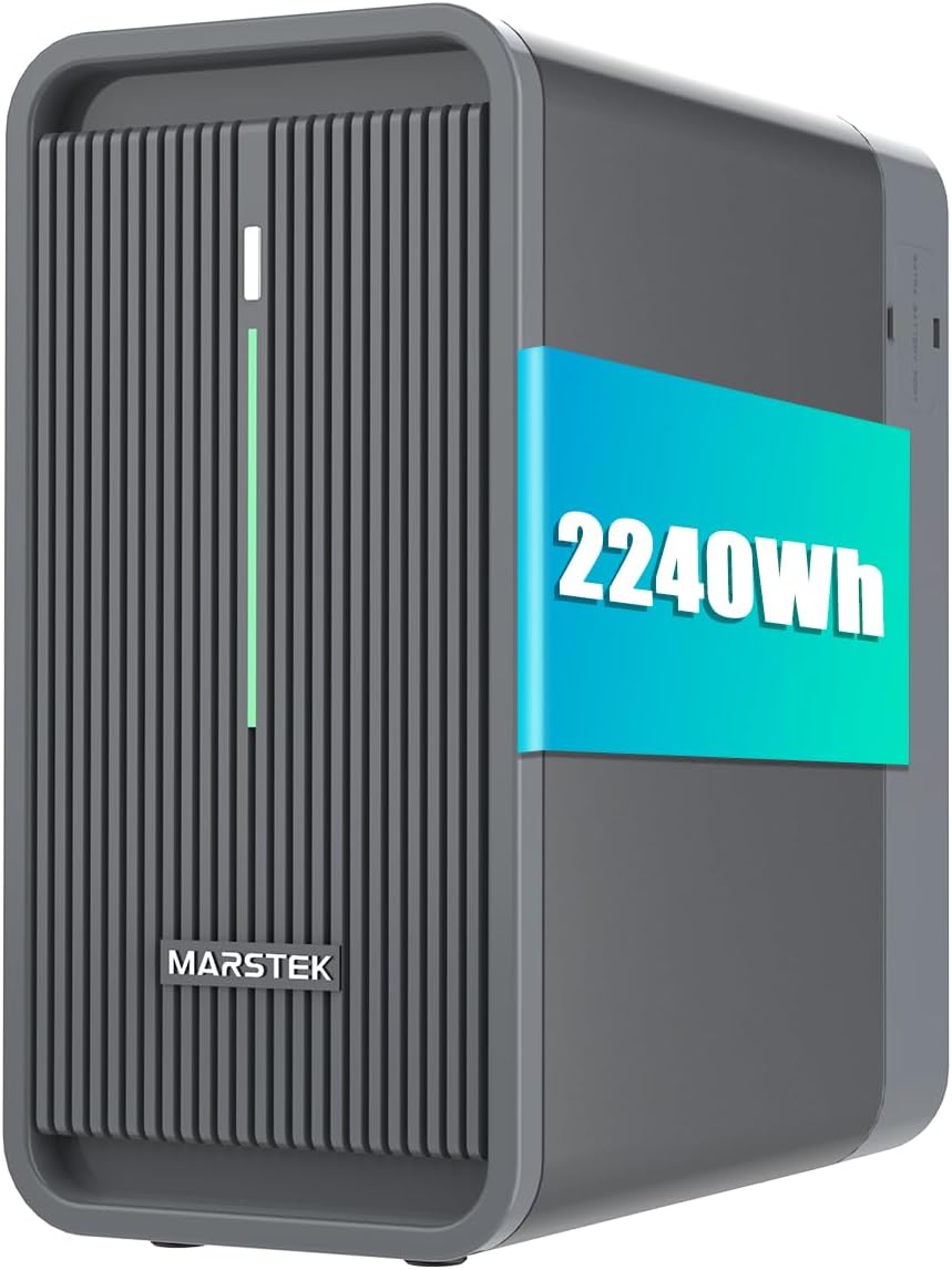 MARSTEK Stromgenerator, Balkonkraftwerk mit Speicher B2500, 6000 Ladezyklen, 1600W Max. 1600W PV-Eingang & 800W Ausgang Erweiterbar auf 8960Wh, IP65
