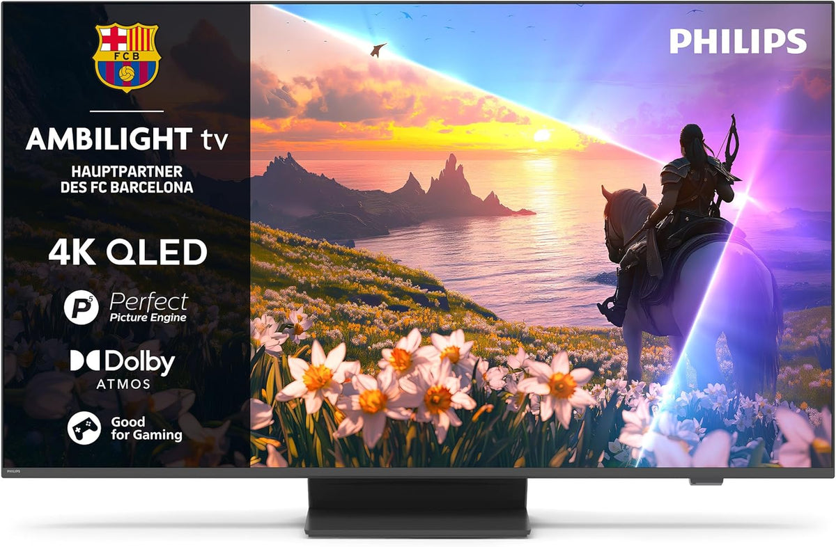 PHILIPS Fernseher, Ambilight 55PUS8600 4K QLED Smart TV - 55 Zoll Display mit P5 Perfect Picture Engine Ultra HD, Titan OS