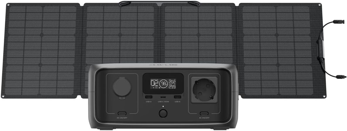 EF ECOFLOW RIVER 3 tragbare Powerstation, 245Wh mit 110W Solarpanel, <10 ms USV