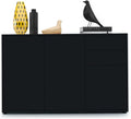 Sideboard, Ben V3, Kommode mit 3 Türen und 2 Schubladen, Schwarz matt/Schwarz matt (117 × 74 × 36 cm), Vladon