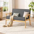 Sofa, 2 Sitzer, Stoffsofa Couch Modern und Skandinavisch, Loungesofa aus Holz und Leinenstoff, Polstersofa Sitzmöbel für Wohnzimmer Schlafzimmer Büro