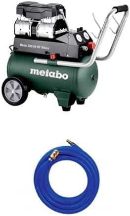 metabo Kompressor, Basic 220-24 OF Silent - 24L Kessel, 8 bar Druck, 110 l/min Füllleistung - Ölfrei, leise