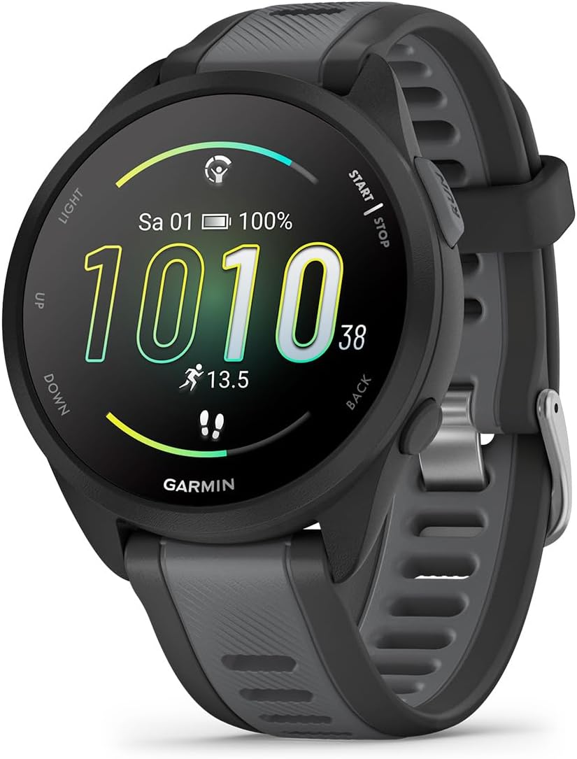 Garmin Running GPS-Geräte, Forerunner 165 43mm - Lauf-Smartwatch, 2' AMOLED Touchscreen, bis zu 11 Tage Akkulaufzeit, 25+ Sport-Apps