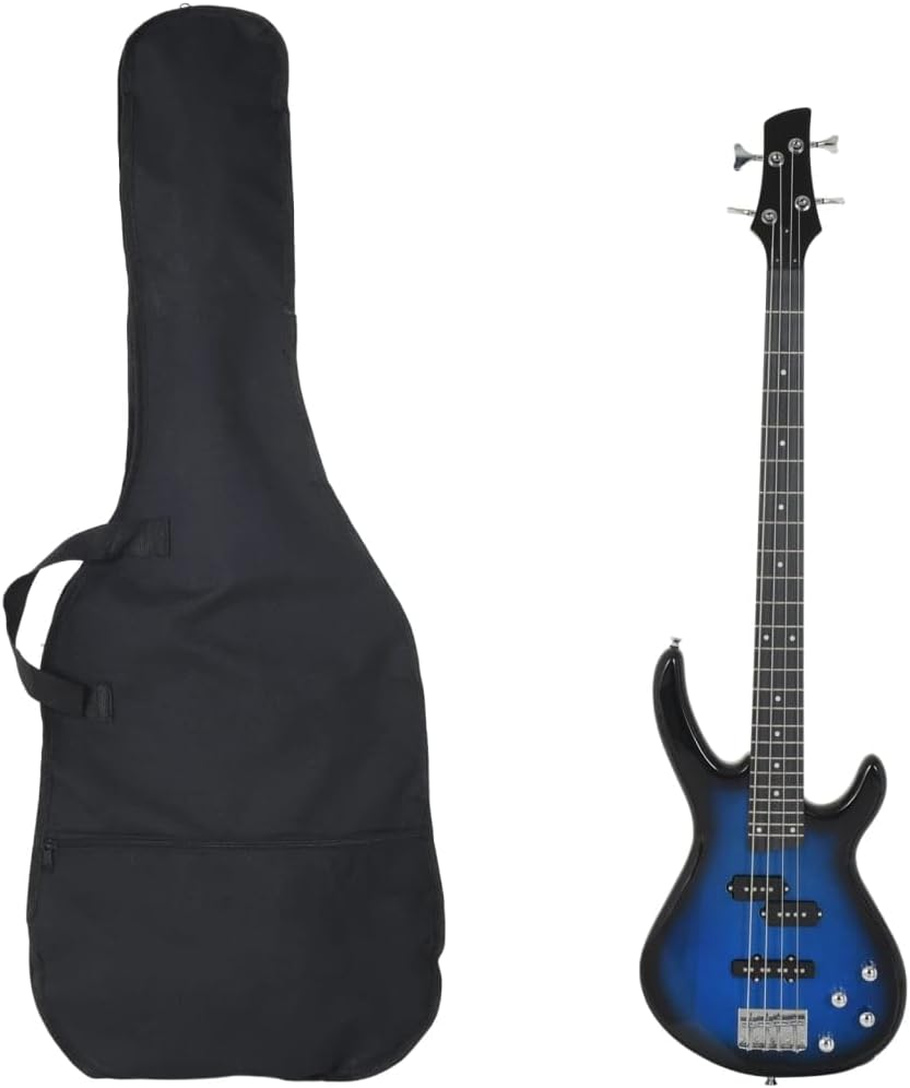 vidaXL E-Bässe, E-Bass für Anfänger mit Tasche Blau und Schwarz 4/4 46'