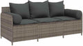 Sofa Garten, mit Kissen 3-Sitzer Grau Poly Rattan, vidaXL