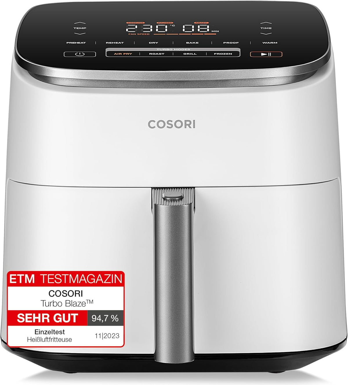 Cosori Turboblaze Heißluftfritteuse, Airfryer, 9-in-1 Air Fryer XXL 6L, leiser DC Motor mit 5 Geschwindigkeitsstufen, Grillen, Backen, Gären
