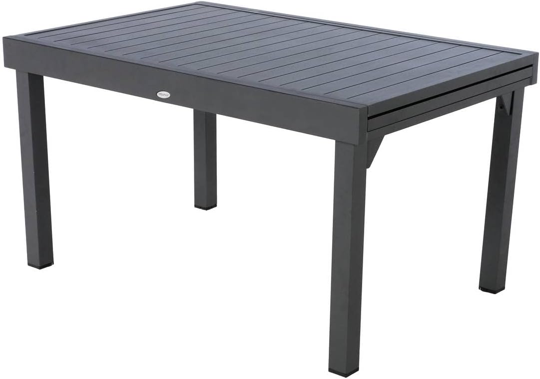 Esstisch, Hespéride - Piazza Ausziehbarer Gartentisch, Graphitgrau - 10 Sitzplätze - Rostfreies Aluminium - Ausziehbare Gartenmöbel, HESPERIDE