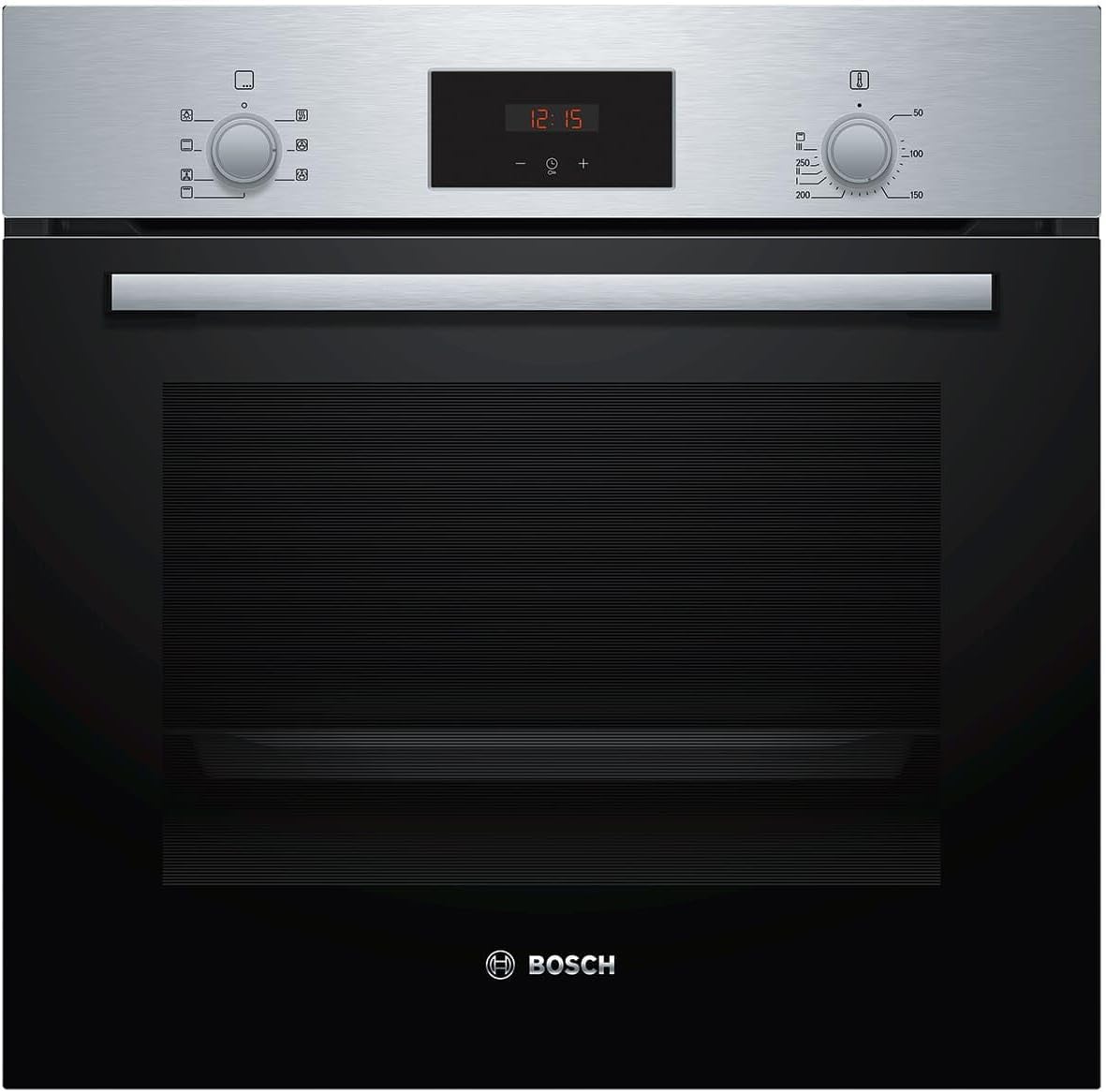 Bosch HBF133BR0 2 Serie Einbau- Backofen, 60 × 60 cm, EcoClean Direct Reinigungshilfe, 3D Heißluft Backen auf 3 Ebenen, LED-Display, Schnellaufheizung