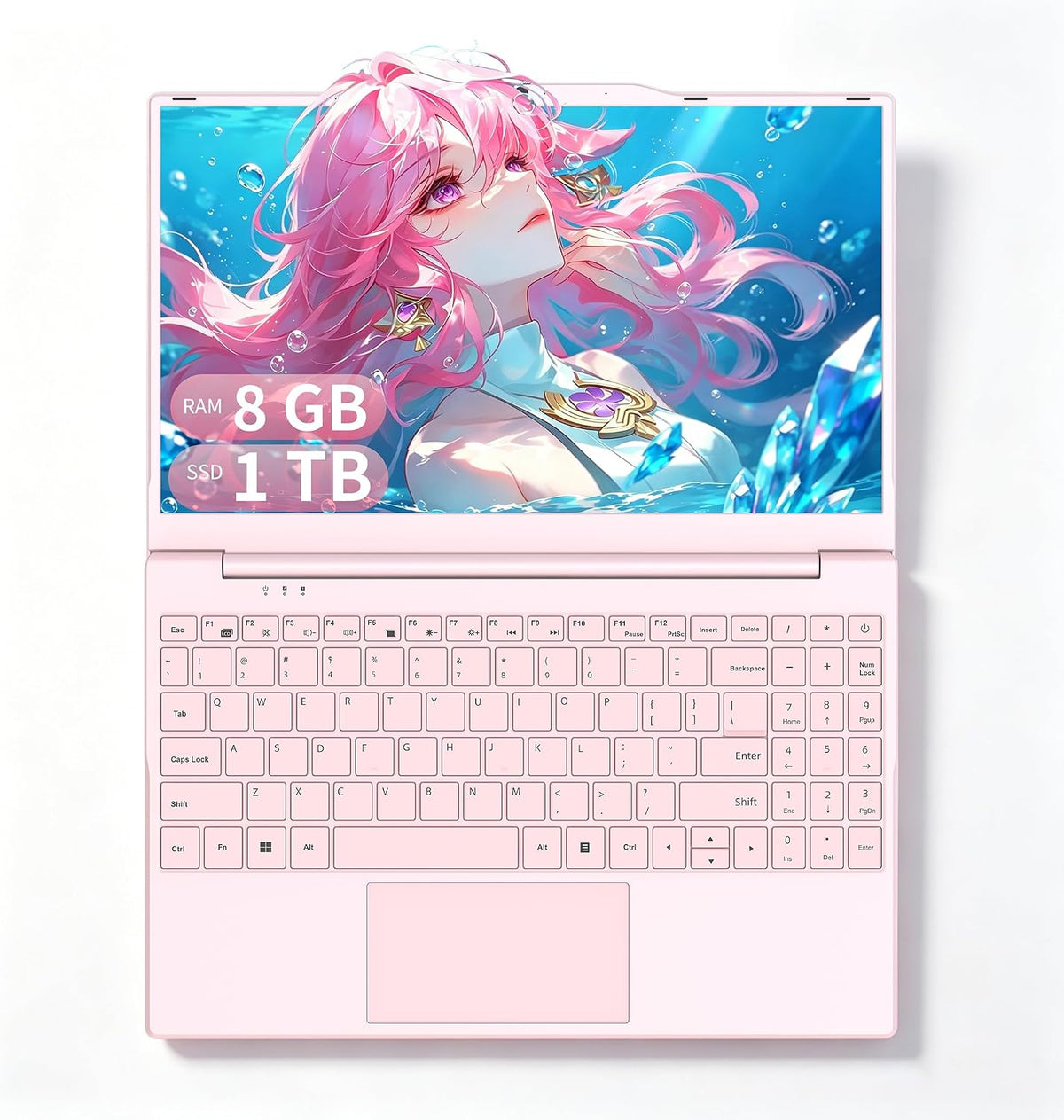 Amita Normale Laptops, Notebook 14 Zoll Pastellrosa mit N5100 Prozessor (bis zu 2, 9 GHz), 16 GB RAM DDR4, 1 TB SSD NVMe, IPS FHD Display 1920 x 1080