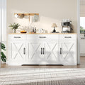 Kommode Modernes, weiß, Sideboard mit 3 schubladen& 4 Tür, 160 × 37 × 75 cm Multifunktionsschrank aus Holz, Wohnzimmer esszimmer Schrank, Wiuzo