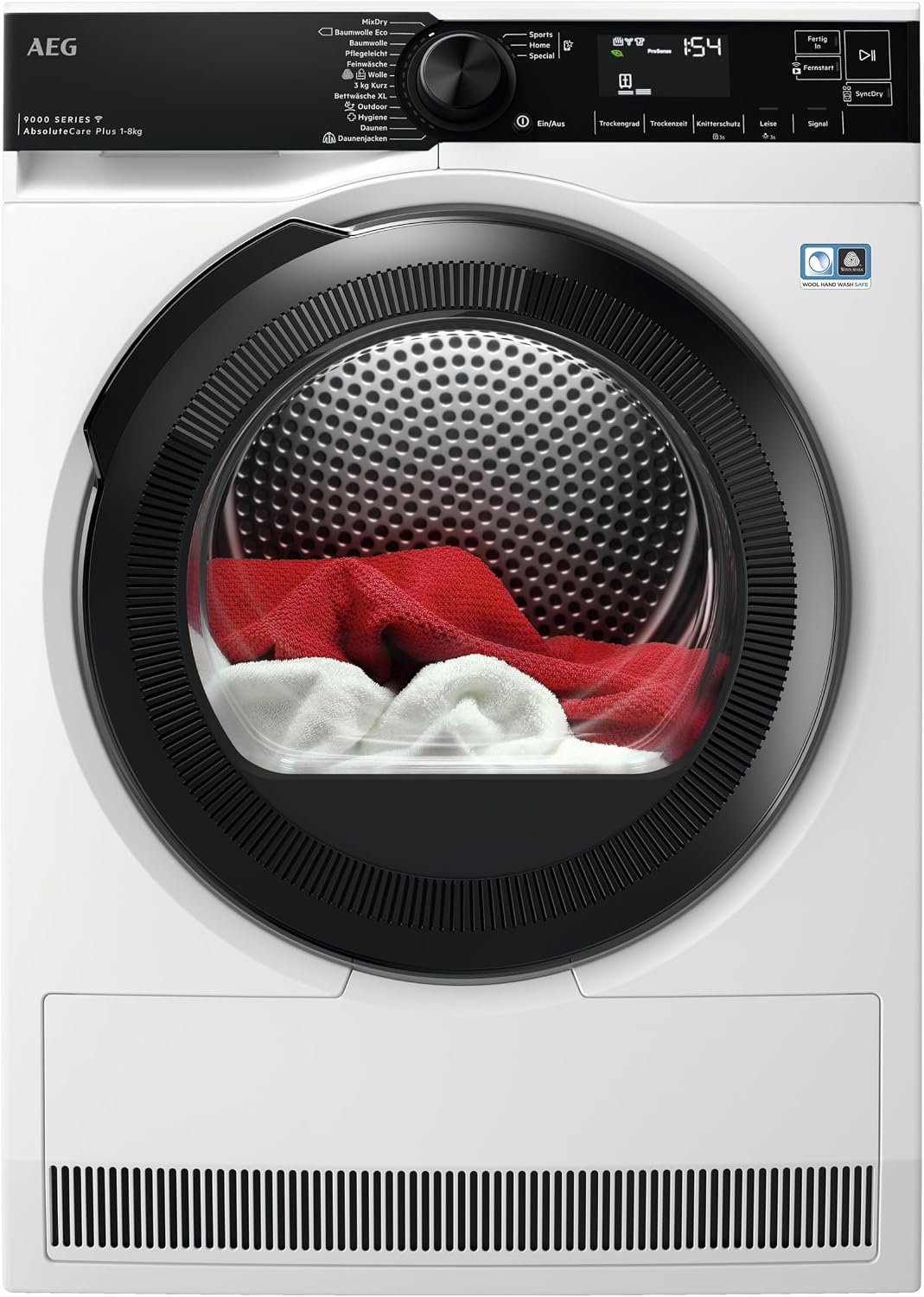 AEG WiFi Wärmepumpentrockner, 8 kg, Serie 9000 AbsoluteCarePlus Daunentrocknung, Punktgenaue Trockenergebnisse mit 3D-Scan Restfeuchteermittlung