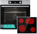 Gorenje 4 Einbauherd-Set Heißluft Inox Set mit Glaskeramik- Kochfeld
