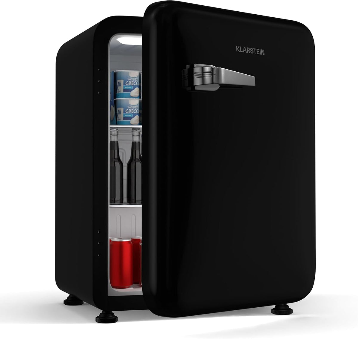 Mini-Kühlschrank, Kompakter Kühlschrank Klein mit Verstellbaren Füßen, Wendetür, Mechanischem Thermostat, Schwarz, Ideal für Schlafzimmer und Büros