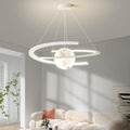 FWX LED Kronleuchter Wohnzimmer Hauptlicht modern einfach Glas Lampenschirm Hängeleuchte dekorative Beleuchtung Lampenring minimalistisch Mond