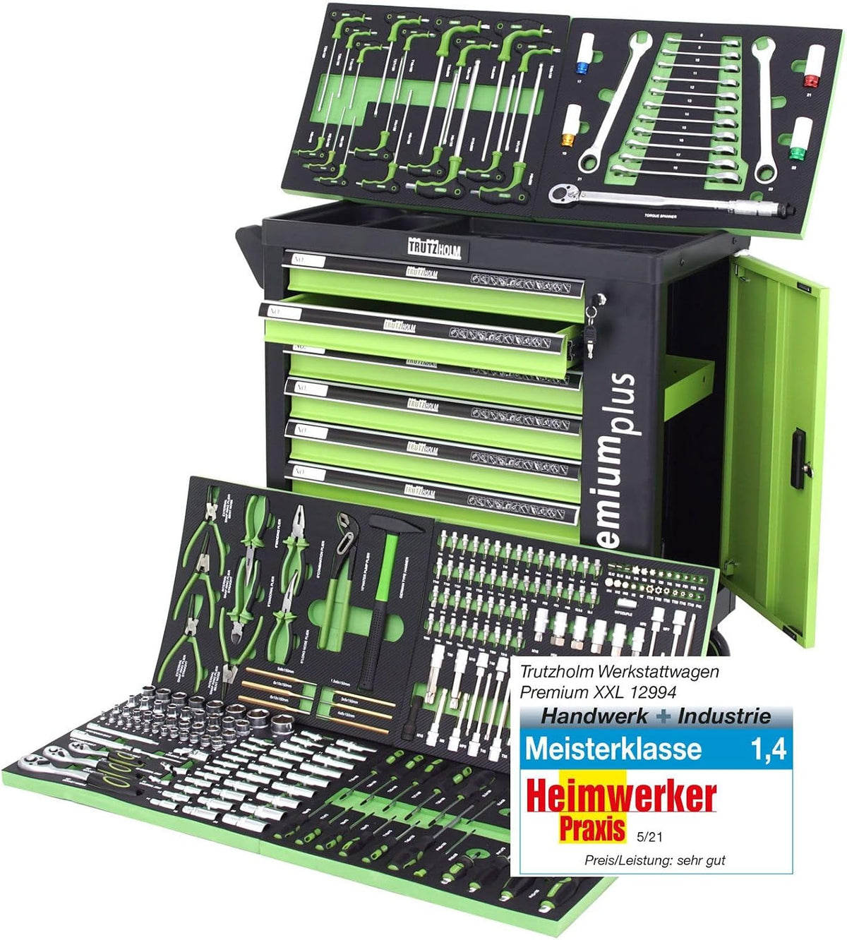 Werkzeugschrank, Werkstattwagen 254-tlg. bestückt, 8 Schubladen, Chrom-Vanadium, TRUTZHOLM