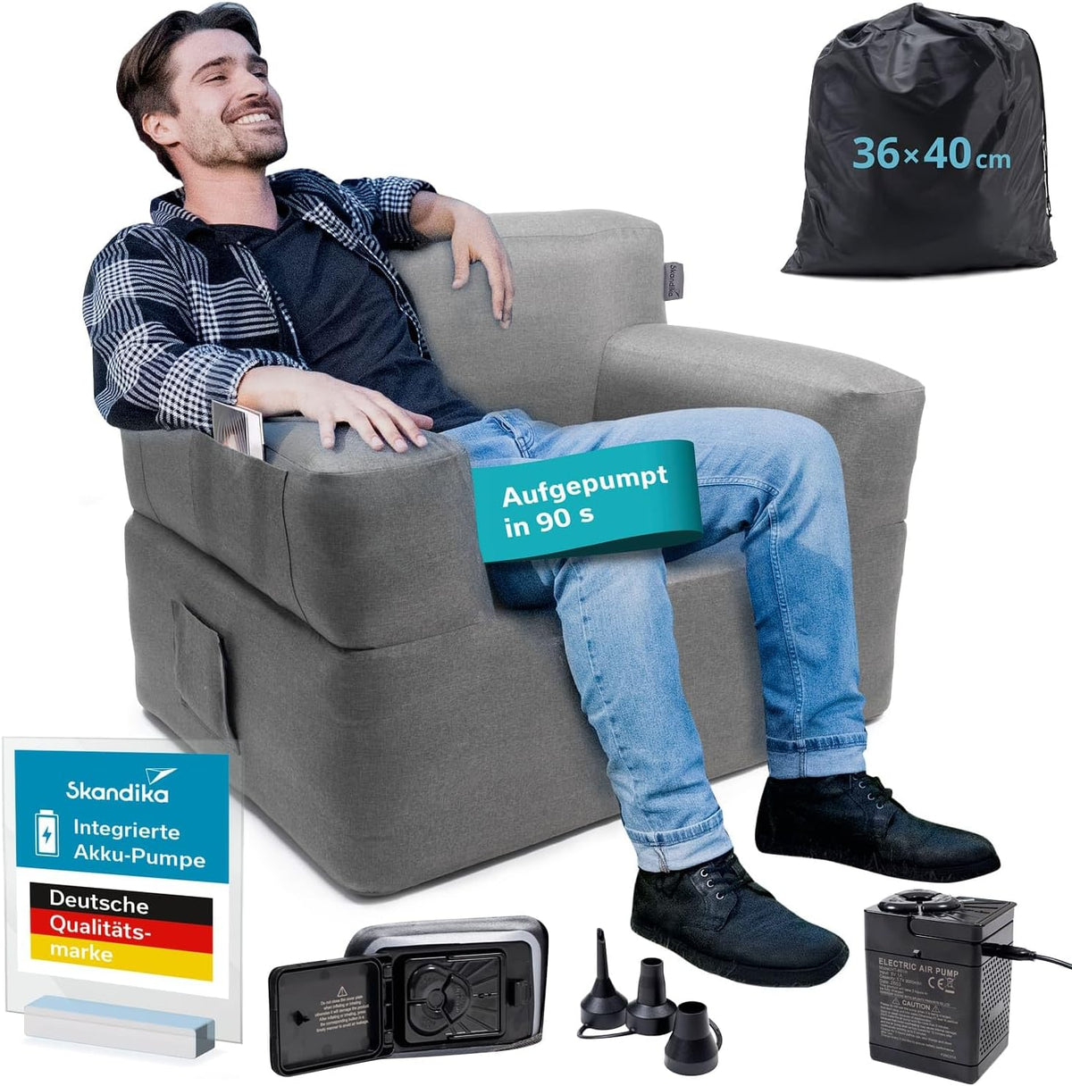Aufblasbare Sofas, Luftsofa Easy Air Premium Single, Skandika