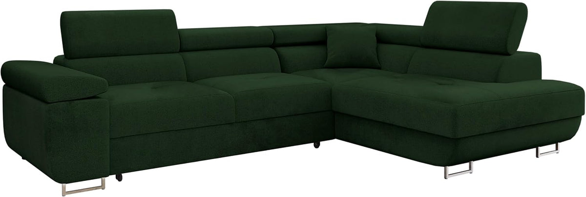 Sofa Eck, Torezio mit Bettkasten, Einstellbare Kopfstützen, Sofa mit Schlaffunktion, Eckcouch für Wohnzimmer, Polsterecke