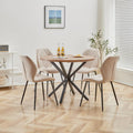 Esstisch 100cm Essgruppe Set Tisch und Stühle Runder, und 4 Leinen-Esszimmerstühle, 4 Stühle & Tisch für Küche, Esszimmer und Wohnzimmer (Khaki-LX