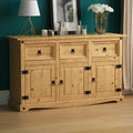 Sideboard Corona, mit 3 Türen und 3 Schubladen, massives Kiefernholz, für Wohnzimmer, Esszimmer, Schlafzimmer, Vida Designs