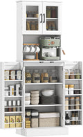 HOMCOM Midi- & Hochschränke, Küchenschrank mit 4 Türen Arbeitsplatte 60 x 39, 5 x 180 cm Weiß