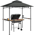 Pavillon Grill, mit LED 240 × 150 × 258cm Wasserabweisend Dunkelgrau, Outsunny