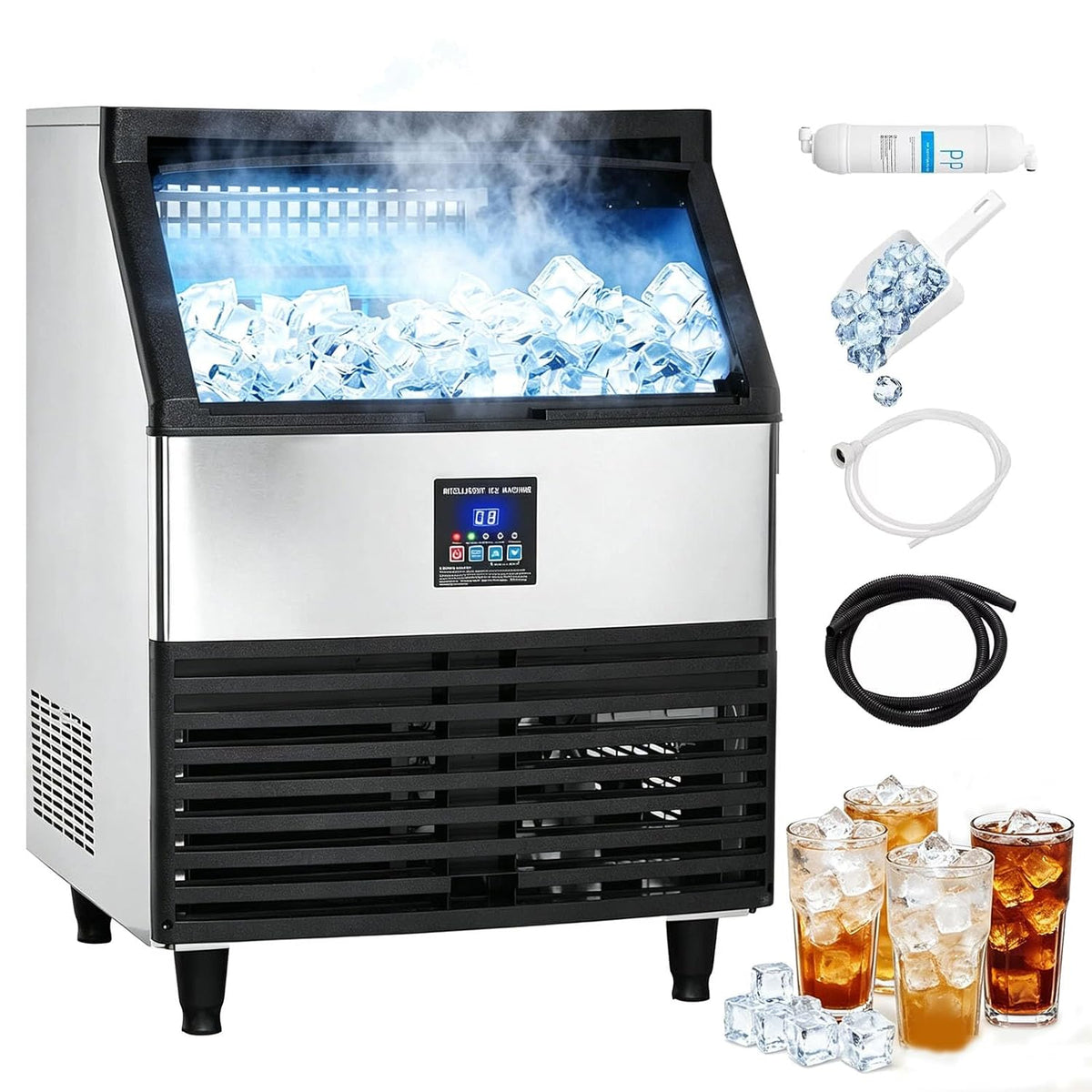 Furvveerr Kommerzielle Eismaschine Eiswürfelmaschine, 200 kg/24 Std, Gastronomie