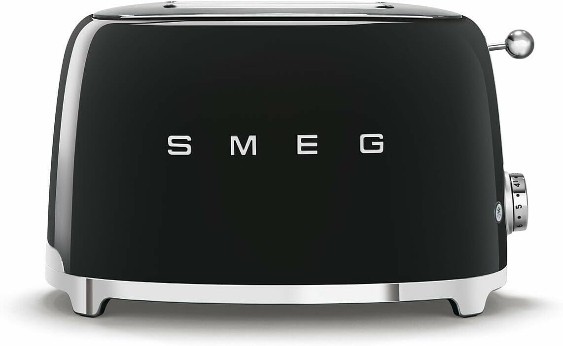 Smeg 2x2 TSF01BLEU - Toaster, 2 Schlitze für 2 Scheiben, 6 Vergoldungsniveaus, Heizfunktion, Abtau- und Bagel- Funktion, Sammelschublade, 950W