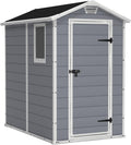 Keter 4x6S Manor Gartenhaus, wetterfest 3.8m³, Kunststoff, Outdoor, Außenmaße: BxTxH:130 × 192 × 198cm, Innenmaße: BxTxH:111 × 177 × 190cm, grau