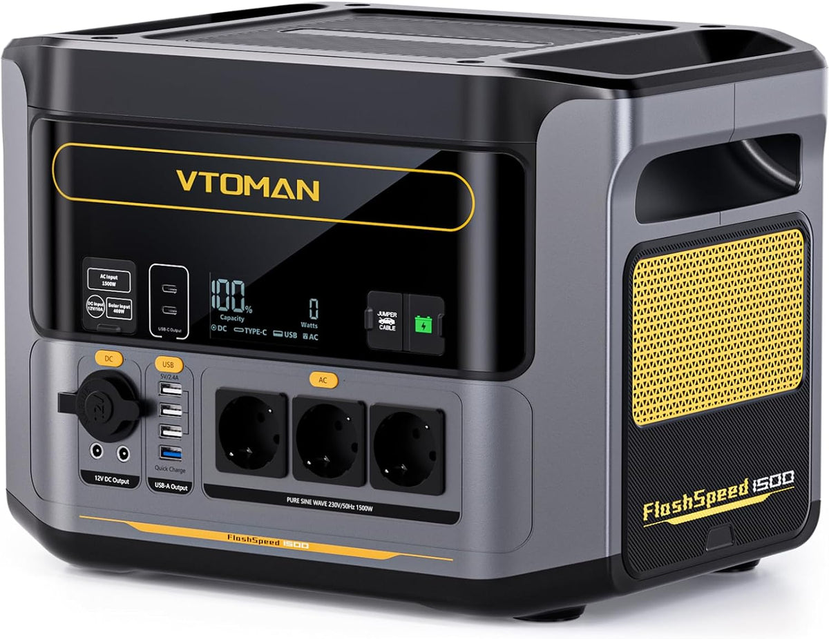 VTOMAN 1500 FlashSpeed Tragbare Powerstation, 1408Wh LiFePO4 Batterie