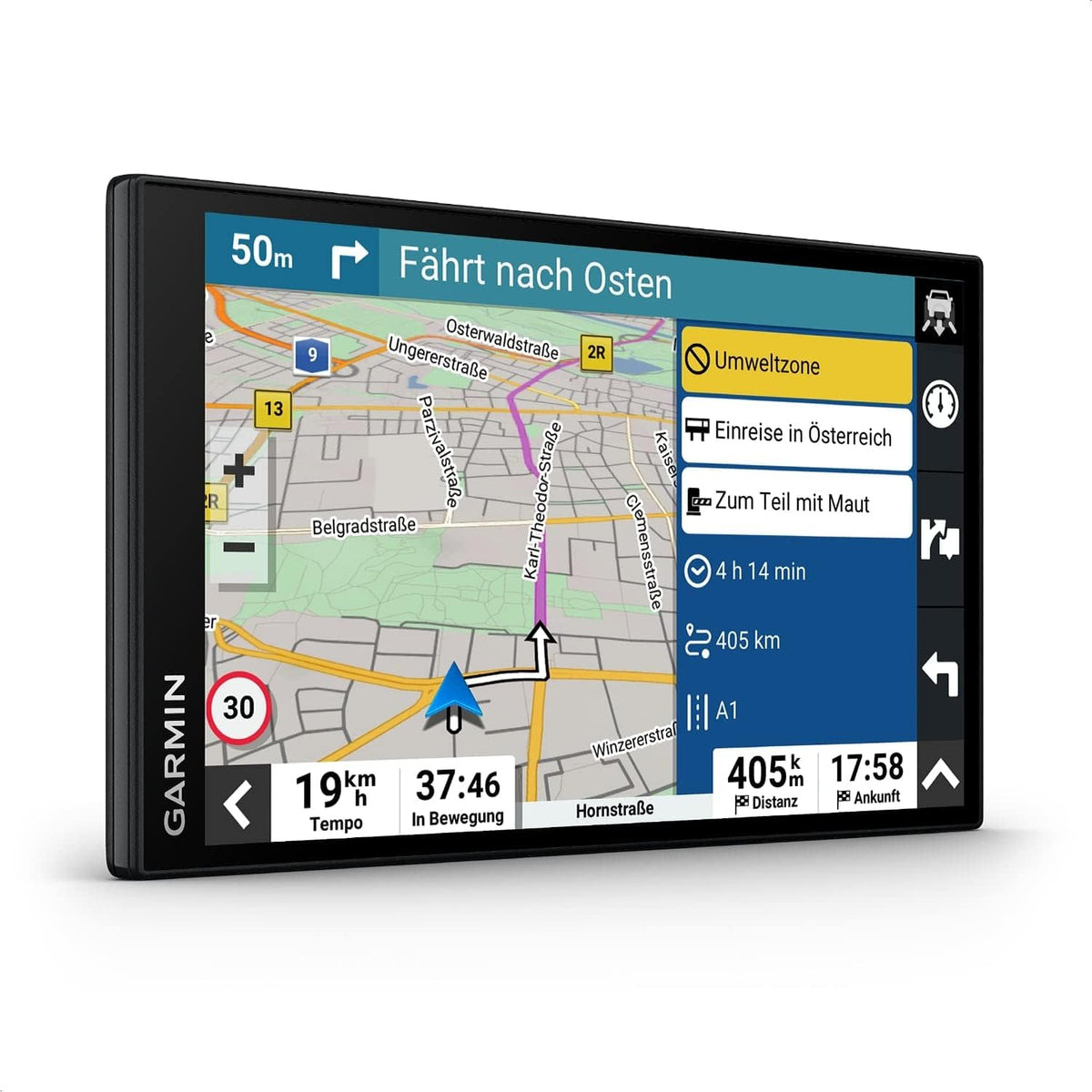 Garmin 76 MT-S DriveSmart Navigationsgerät, mit großem 7 Zoll (17, 8 cm) HD-Display, 3D-Europakarten mit Umweltzonen