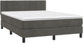 Bettgestell, Boxspringbett mit Matratze & LED Dunkelgrau 140x190 cm Samt, vidaXL