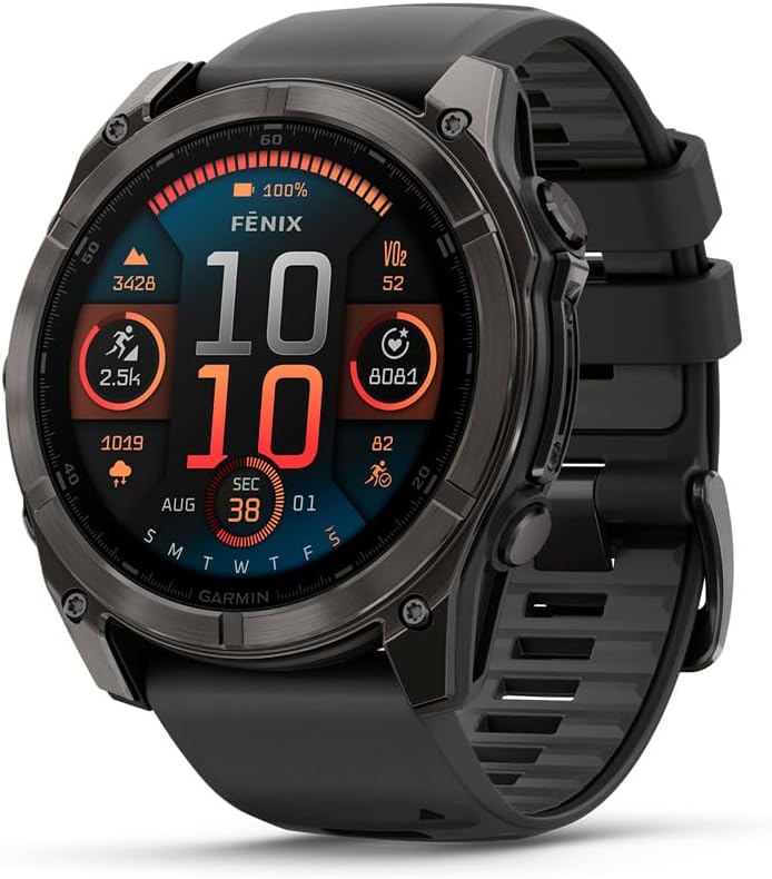 Garmin Aktivitätstracker, fēnix® 8-51 mm AMOLED Saphir Premium Multisport GPS Smartwatch, langlebige Akkulaufzeit, Tauchbewertet