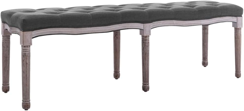 vidaXL Truhen & Kisten, Bank Leinen Massivholz 150x40x48 cm Dunkelgrau