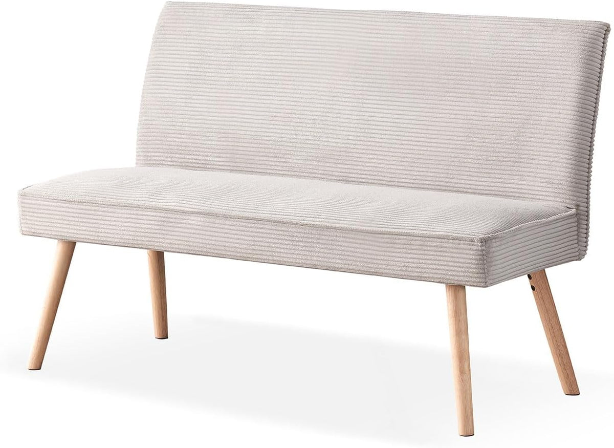 Sitzbank, Paul, Kord Stoff Esszimmerbank 140cm gepolstert Holzbank für Esszimmer, Flur, Garderobe mit Massivholzbeinen, skandinivisch modern Design