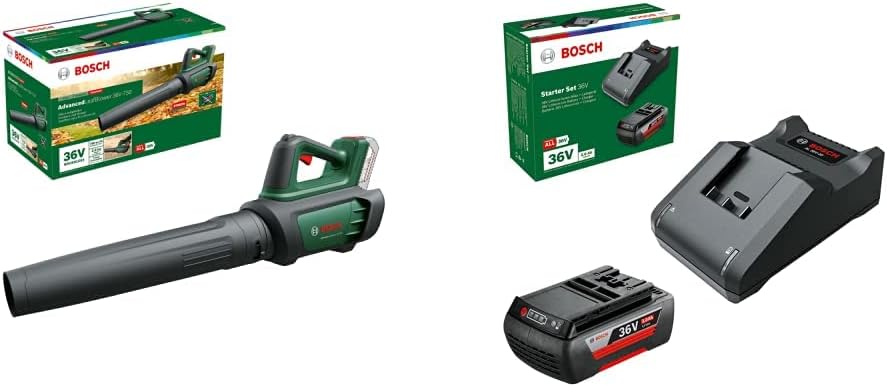 Bosch Home and Garden Akku- Laubbläser, AdvancedLeafBlower 36V-750, Classic Green + Starter-Set 36V (1 Akku 36V 2, 0 Ah, Ladegerät AL 36V-20