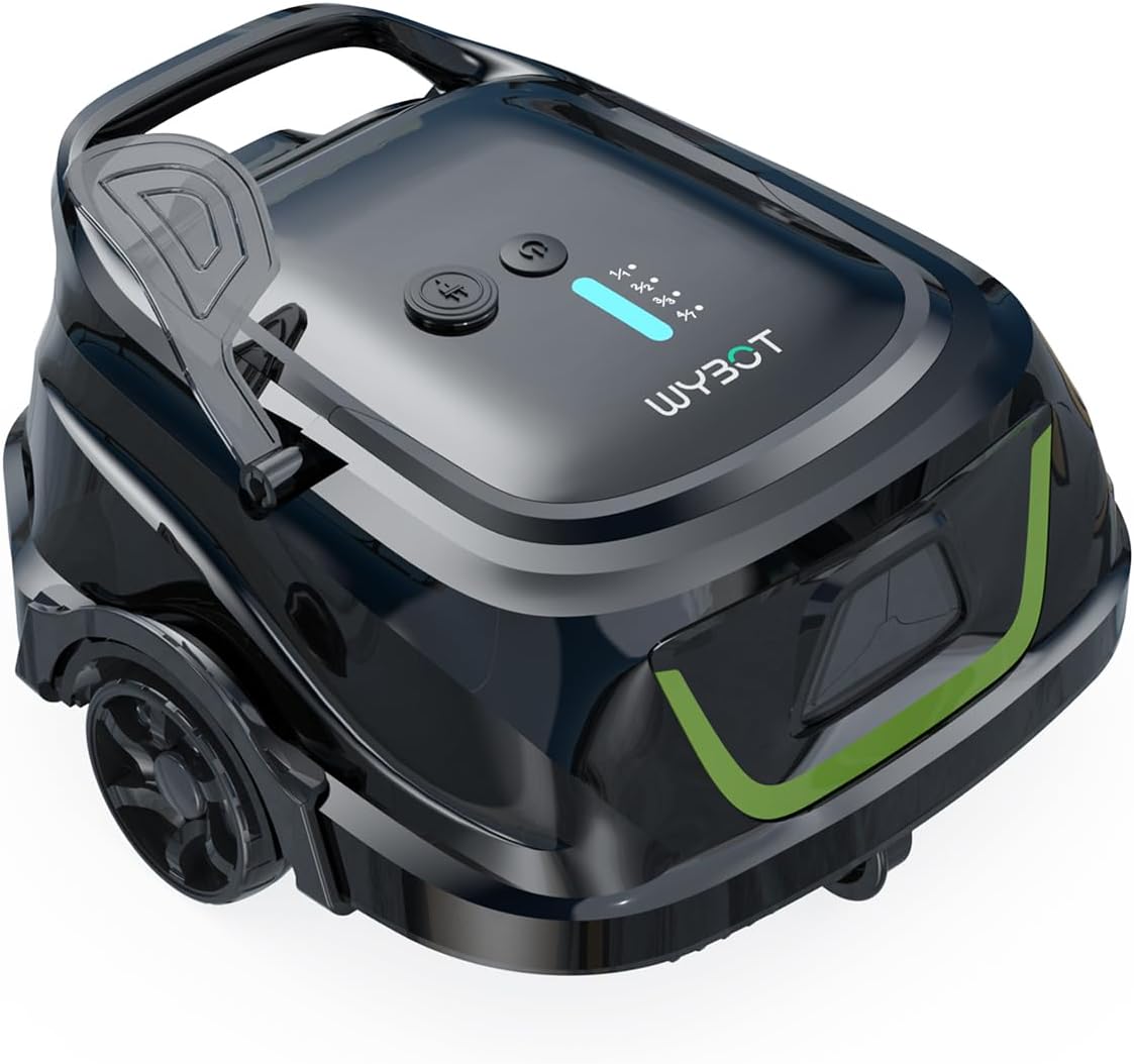 Poolroboter A1p, Akku mit Doppelfilter, 120 Min Laufzeit, Entfernt Schmutz, Auto-Park，Olivgrün, WYBOT