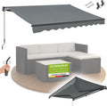 Juskys ® Gelenkarm Markise, 400 × 300 cm, UV40+ & wasserabweisend, mit Kurbel & Wandhalterung Länge + Winkel einstellbar, Grau