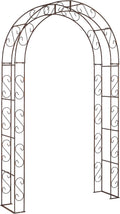 Hirsch Terracotta 140cm Rosenbogen Breite Rund aus Metall stabil Vollmaterial mit Edelrost Rankgitter, Höhe 245cm Tiefe 40cm
