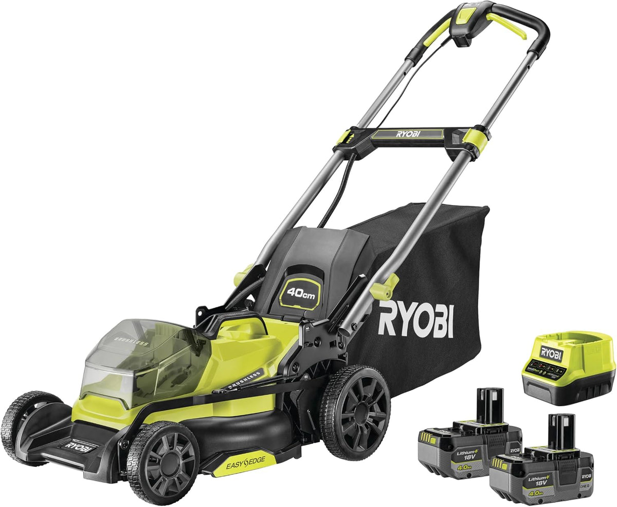 RYOBI Akku- Rasenmäher, RY18LM × 40C-240 inkl. 2 × 4, 0 Ah Akku & Ladegerät