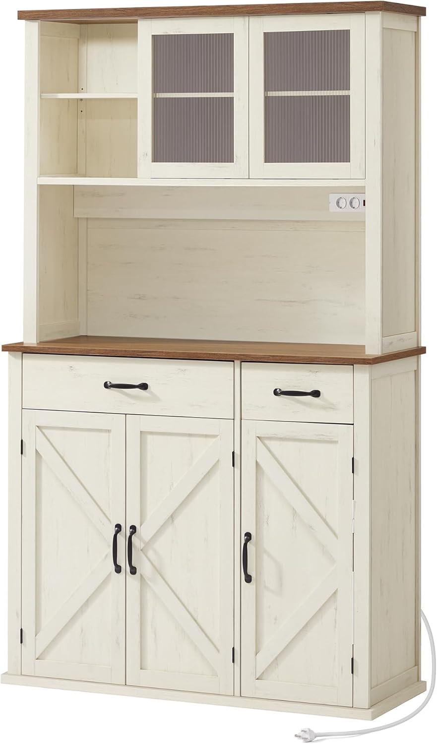 Sideboard, mit Beleuchtung und Ladestation, Küchenschrank, VASAGLE