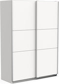 Kleiderschrank 190025 Schiebetür und modernem, Farbe Weiß matt und Metall-Finish, 148 × 59, 9 × 203 cm, Holzwerkstoff, grau, Demeyere