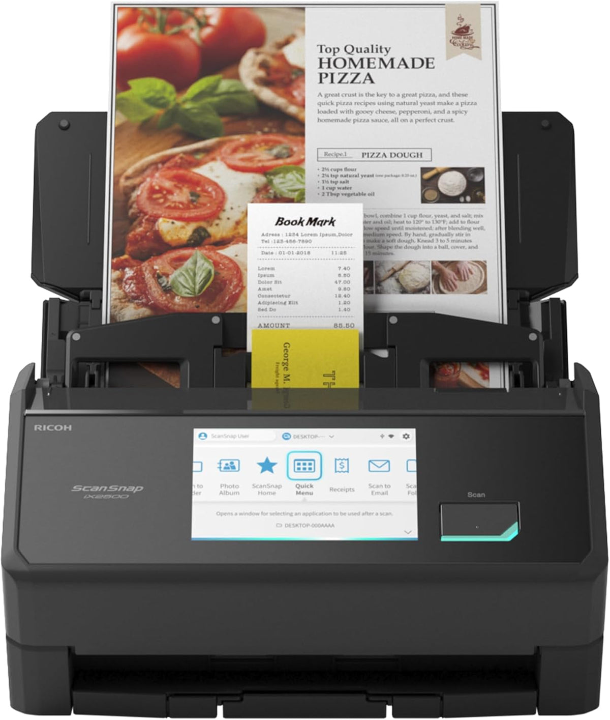 ScanSnap iX2500 Schwarz Dokumentenscanner, Ultraschneller Duplex-Scanner mit 45 S./Min., 100-Blatt-ADF, 600DPI, 5″ Touchscreen