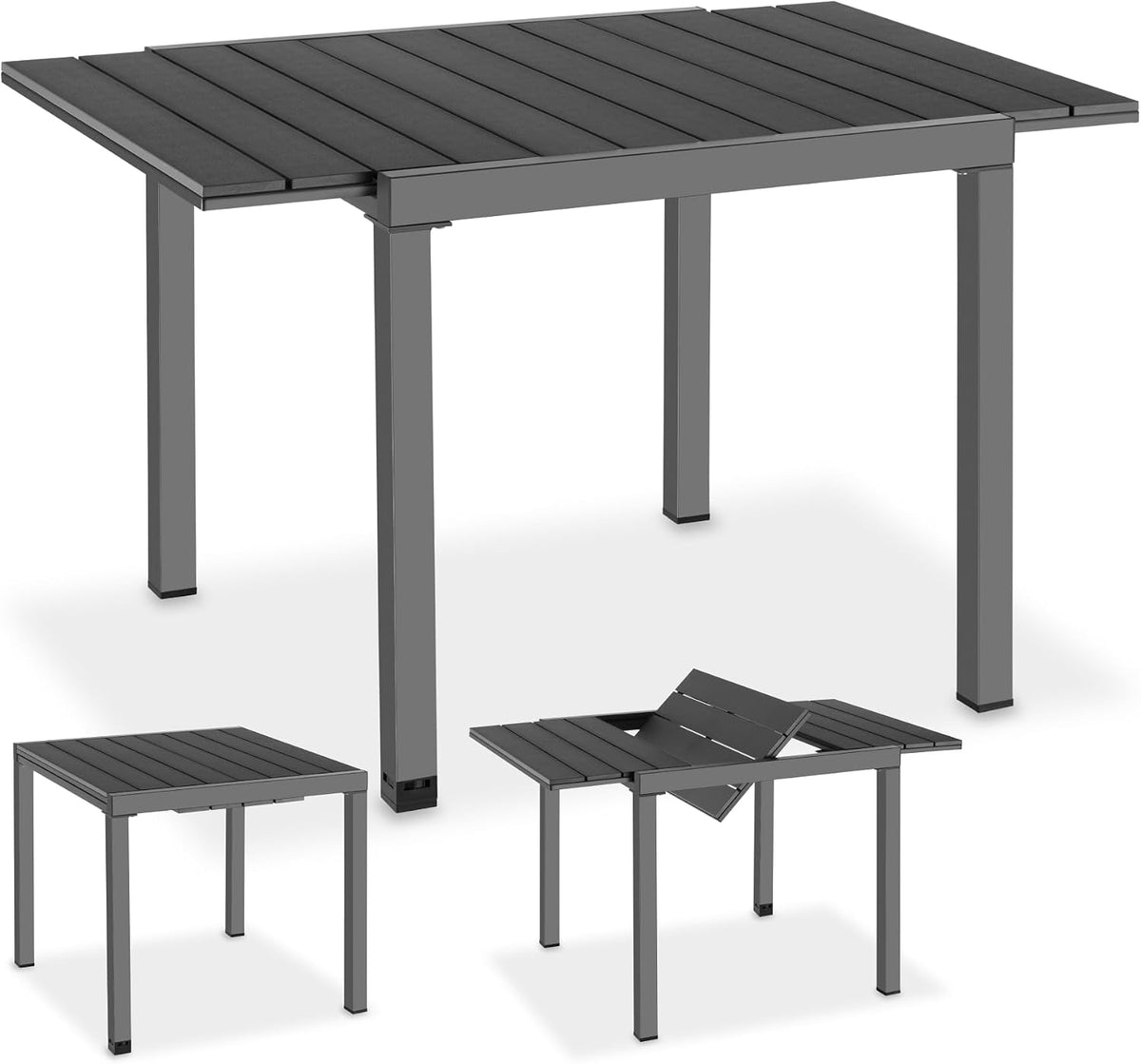 Esstisch 4-6 80 120 80 74 ® Aluminium Gartentisch für Personen x x cm ausziehbar Garten Tisch Holzoptik Outdoor wetterfest Gartenmöbel Terrassen