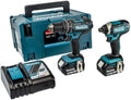 Makita Akku-Bohrschrauber, DLX2131TJ Akku-Kombo-Kit 18V (DHP482Z + DTD152Z) 18V/5, 0 Ah, 2 Akkus + Ladegerät im MAKPAC