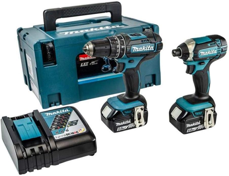 Makita Akku-Bohrschrauber, DLX2131TJ Akku-Kombo-Kit 18V (DHP482Z + DTD152Z) 18V/5, 0 Ah, 2 Akkus + Ladegerät im MAKPAC