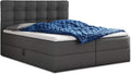 Boxspringbett, Best mit 2 Bettkästen, Doppelbett mit Bonell-Matratze und Topper, Polsterbett, Bettgestell, Stilvoll, Schlafzimmer (Graphit (Inari 94)