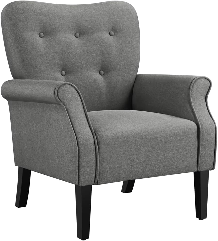 Ohren- & Armlehnensessel, Ohrensessel moderner Polstersessel Loungesessel, Dunkelgrau, Yaheetech